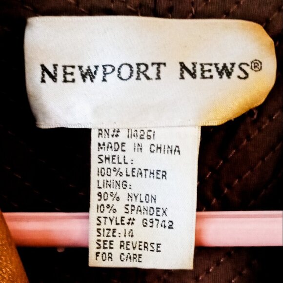 NEWPORT NEWS Vintage WOMEN’S LEATHER JACKET BROWN Shimmer VERY NICE & Stretchy! - Picture 4 of 16